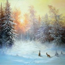 Схема вышивки «Зайцы на поляне»