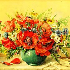 Схема вышивки «Натюрморт с полевыми цветами.»