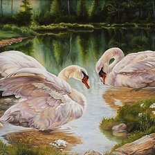 Схема вышивки «лебединое озеро»