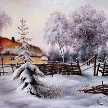 Схема вышивки «zima w obejściu»