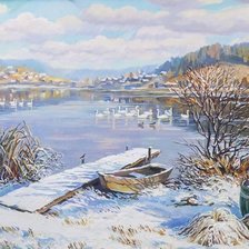 Схема вышивки «Лебеди на пруду»