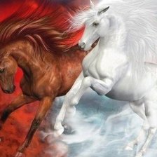 Схема вышивки «Кони»