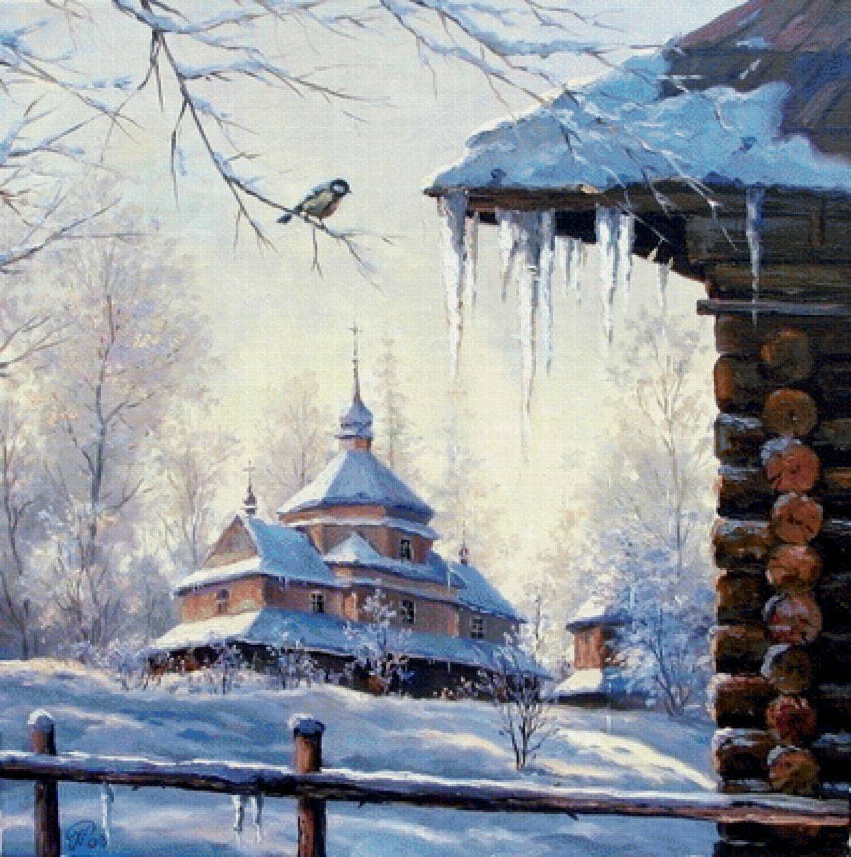 Скоро весна - сосульки, снег, зима, храм - предпросмотр