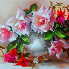 Схема вышивки «Розы и фуксии»