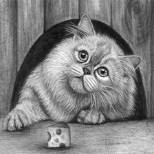 Схема вышивки «котик и сыр»