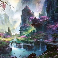 Схема вышивки «Фанстастический пейзаж»