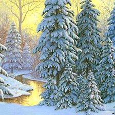 Схема вышивки «зимнее утро в лесу»