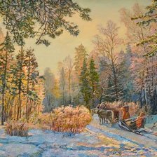 Схема вышивки «Дорога в лесу»