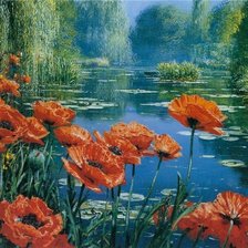 Схема вышивки «Маки у воды»