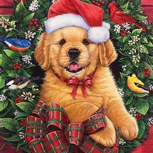 Схема вышивки «Новогодний щенок»