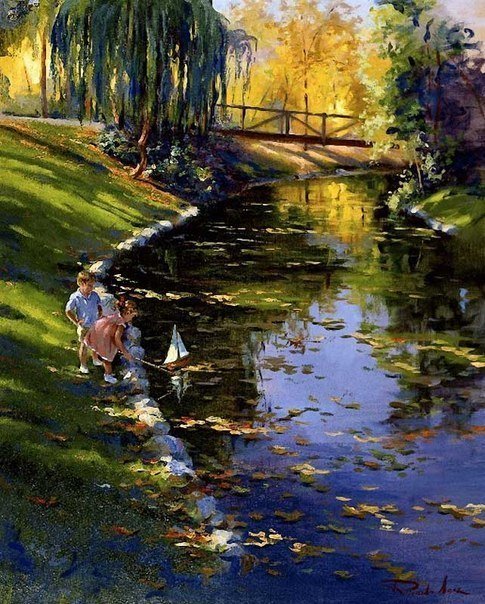 детство - дети, парк, кораблики - оригинал