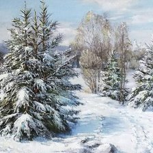 Схема вышивки «Снежные ели»