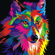 Схема вышивки «радужный волк»