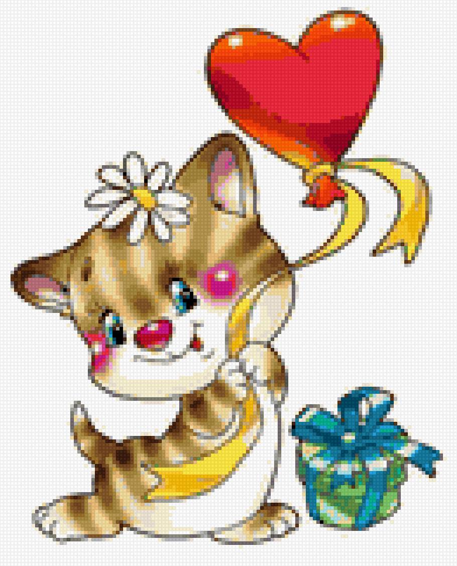 котик с воздушным шариком - предпросмотр