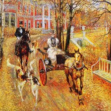 Схема вышивки «прогулка осенью»