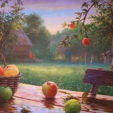 Схема вышивки «яблоки под дождем»