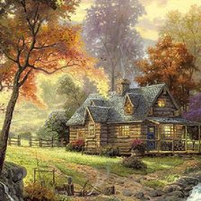 Схема вышивки «Домик в лесу»