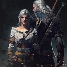 Схема вышивки «Цири и Геральт»