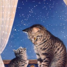 Схема вышивки «Кошка и котенок»