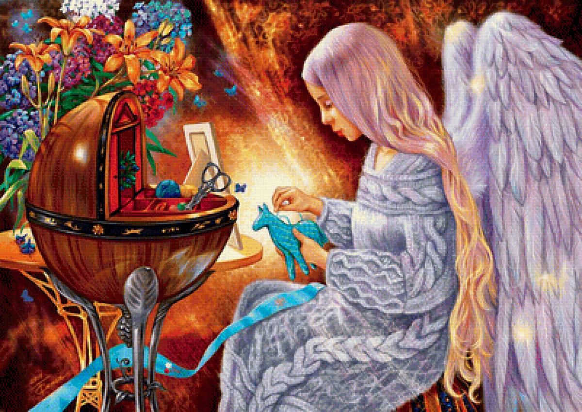 Ангел рукоделия - цветы, ангел, нитки - предпросмотр