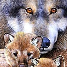 Схема вышивки «Волчица мама, х-к Колин Богл»