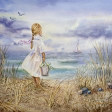 Схема вышивки «Девочка и море»