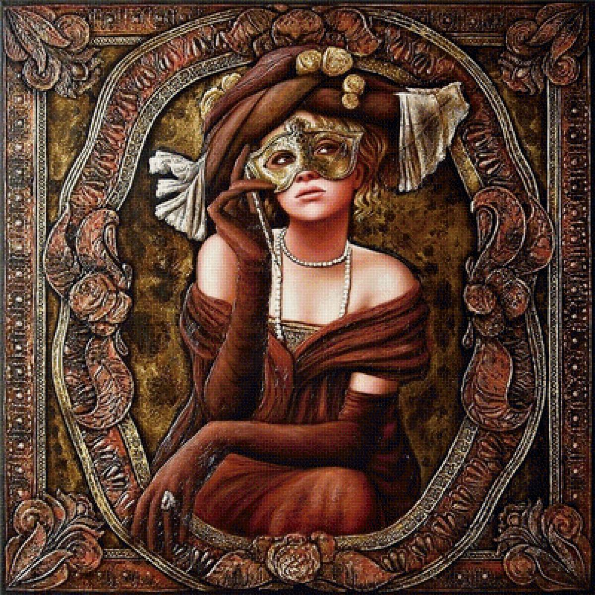 Панно "Дама в маске" - венеция, маска, девушка - предпросмотр