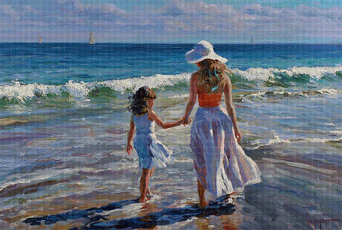 Море и мама - девушка, дети, мама, море - предпросмотр