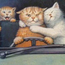 Схема вышивки «Коты в автомобиле»