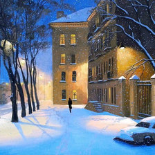 Схема вышивки «зимний город»