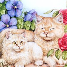 Схема вышивки «Кошки»