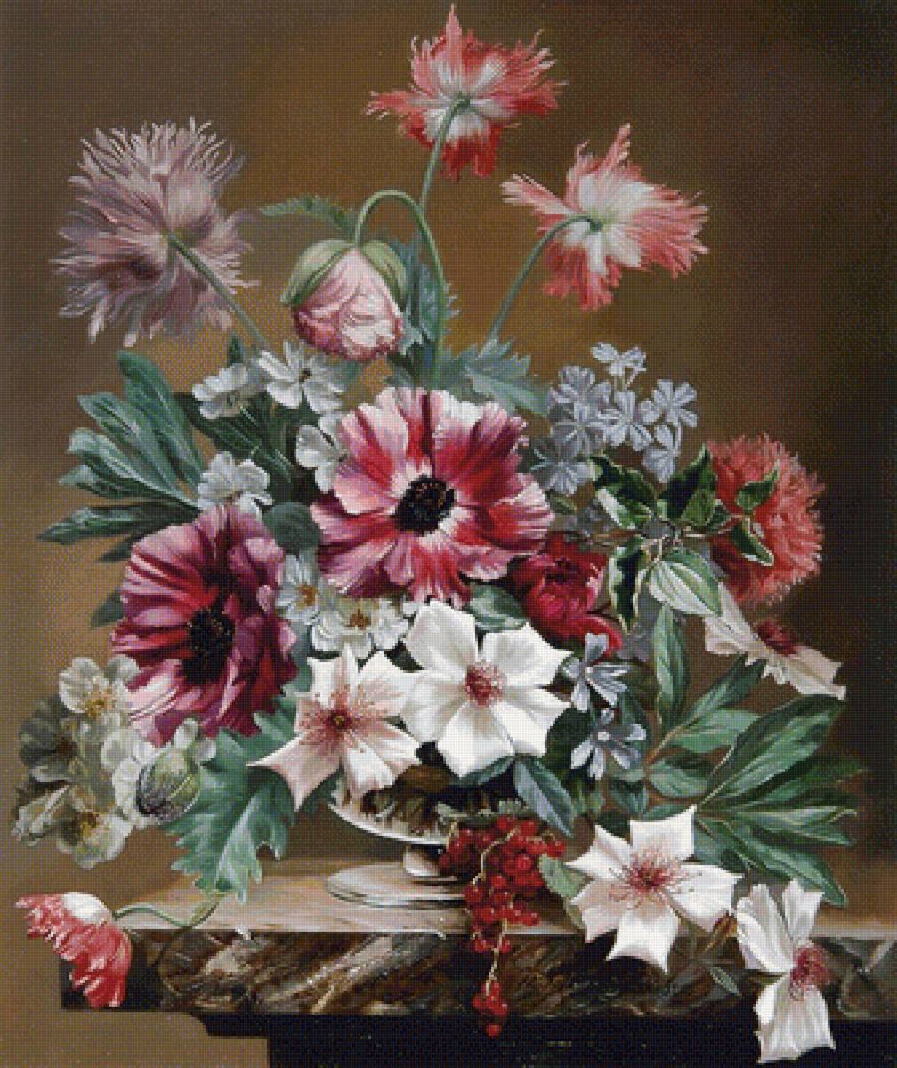 Букет с маками - цветочный натюрморт, живопись - предпросмотр