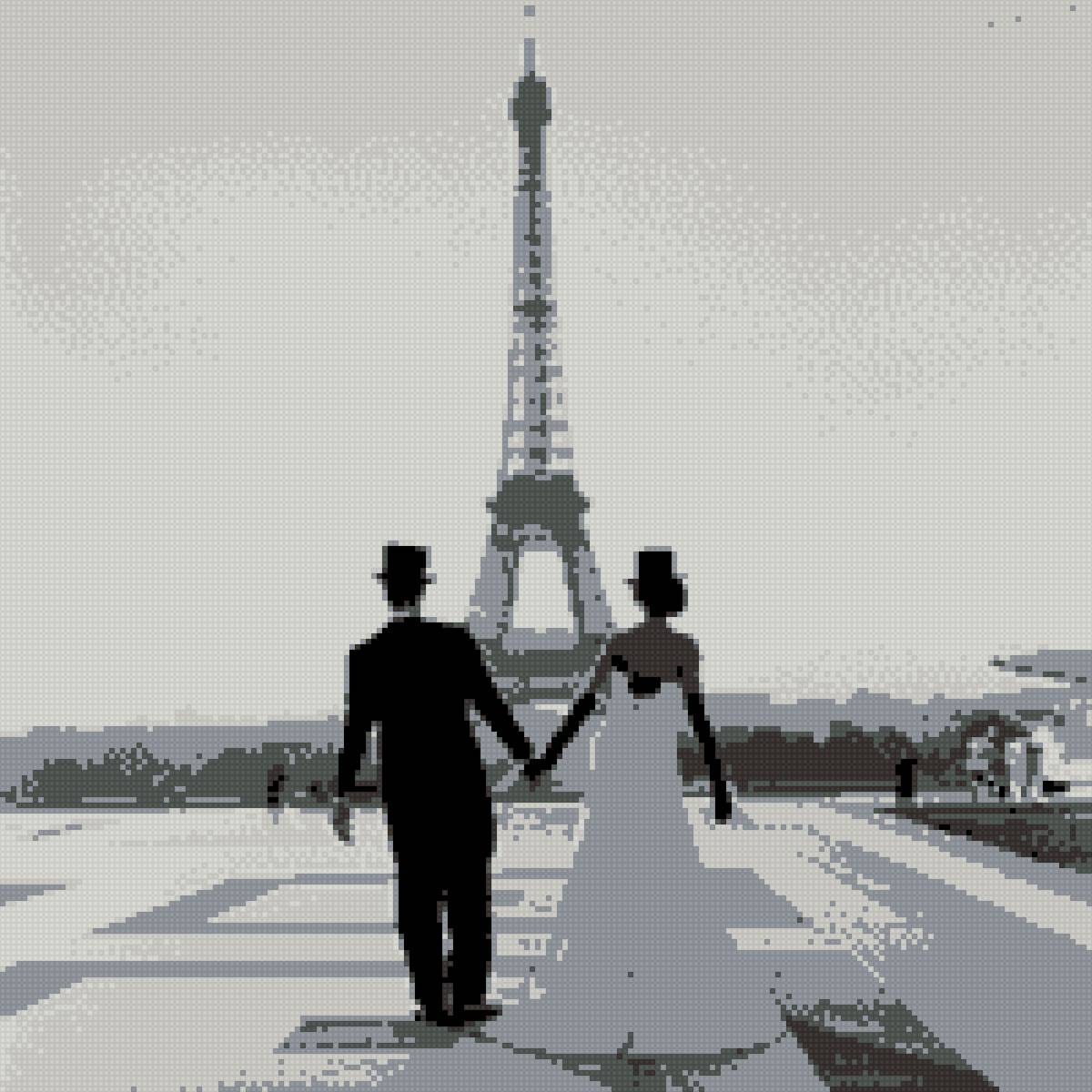 париж, пара - черно белое - предпросмотр