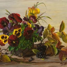 Схема вышивки «Анютины глазки»