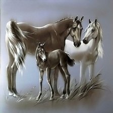 Схема вышивки «Кони»