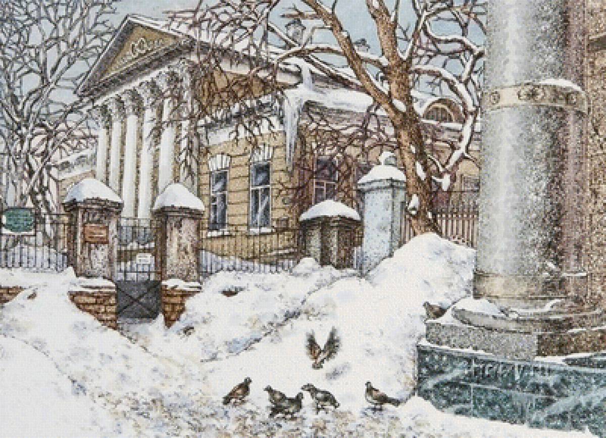 зимняя усадьба - зима, пейзаж, природа - предпросмотр