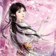 Схема вышивки «портрет в розовом»