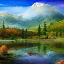 Схема вышивки «осень, лодка»