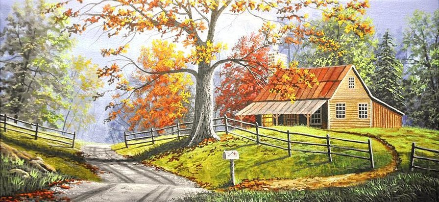 солнечная осень - осень, пейзаж, природа, картина - оригинал