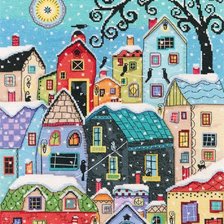 Схема вышивки «яркий город»