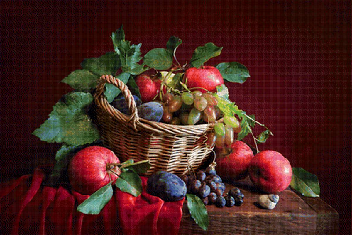 Корзина с фруктами - красное, корзина, фрукты - предпросмотр