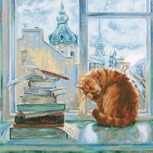 Схема вышивки «кот на окне»