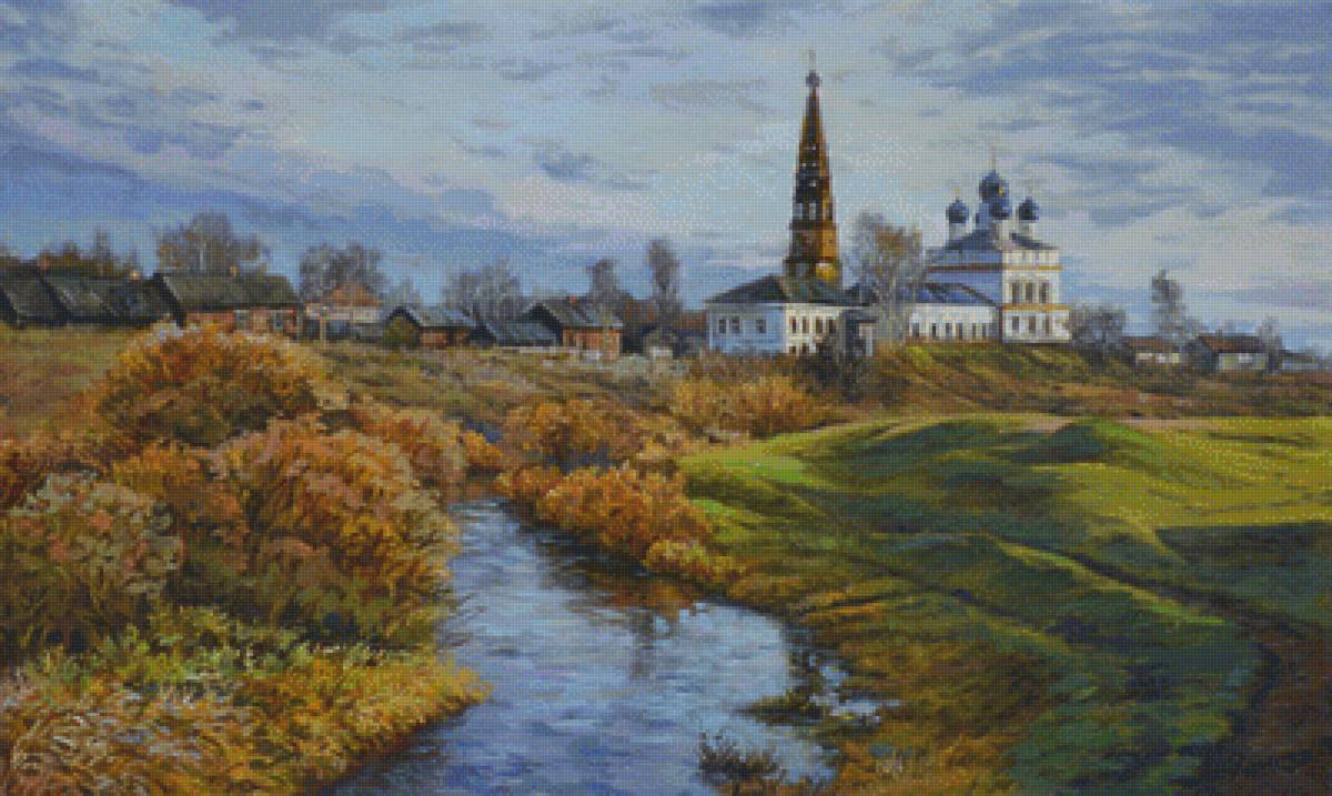 №1619679 - река, храм, деревня, берега - предпросмотр