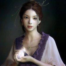 Схема вышивки «Девушка с птичкой»