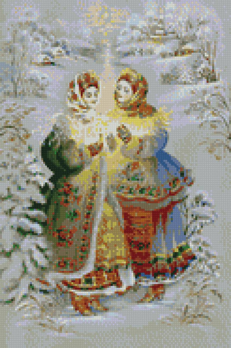 новий рік - зима, двое - предпросмотр