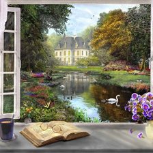 Схема вышивки «вид из окна»