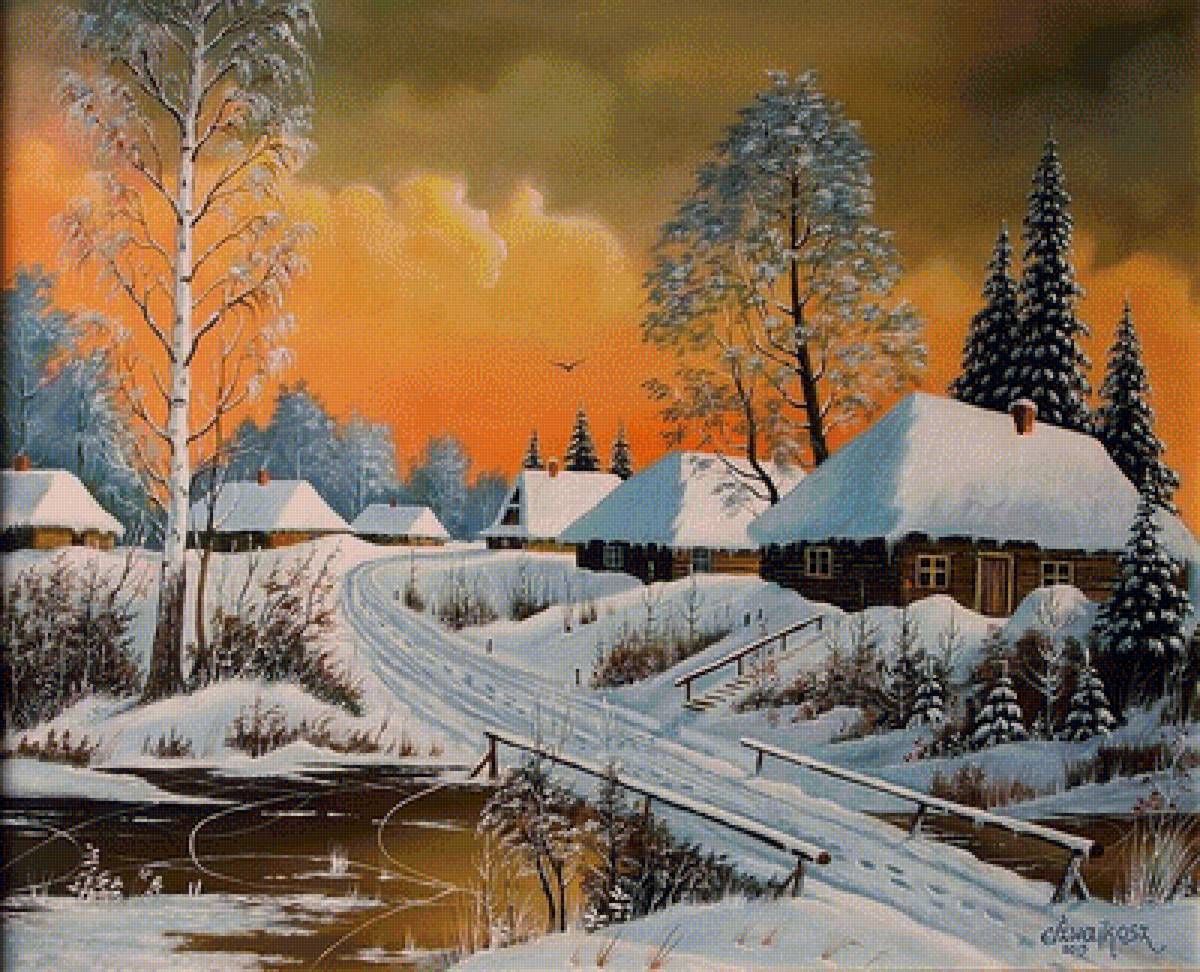 Зимний пейзаж - зима - предпросмотр