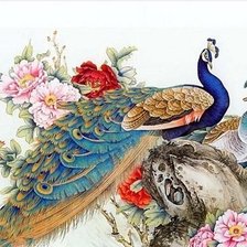 Схема вышивки «Пара павлинов»