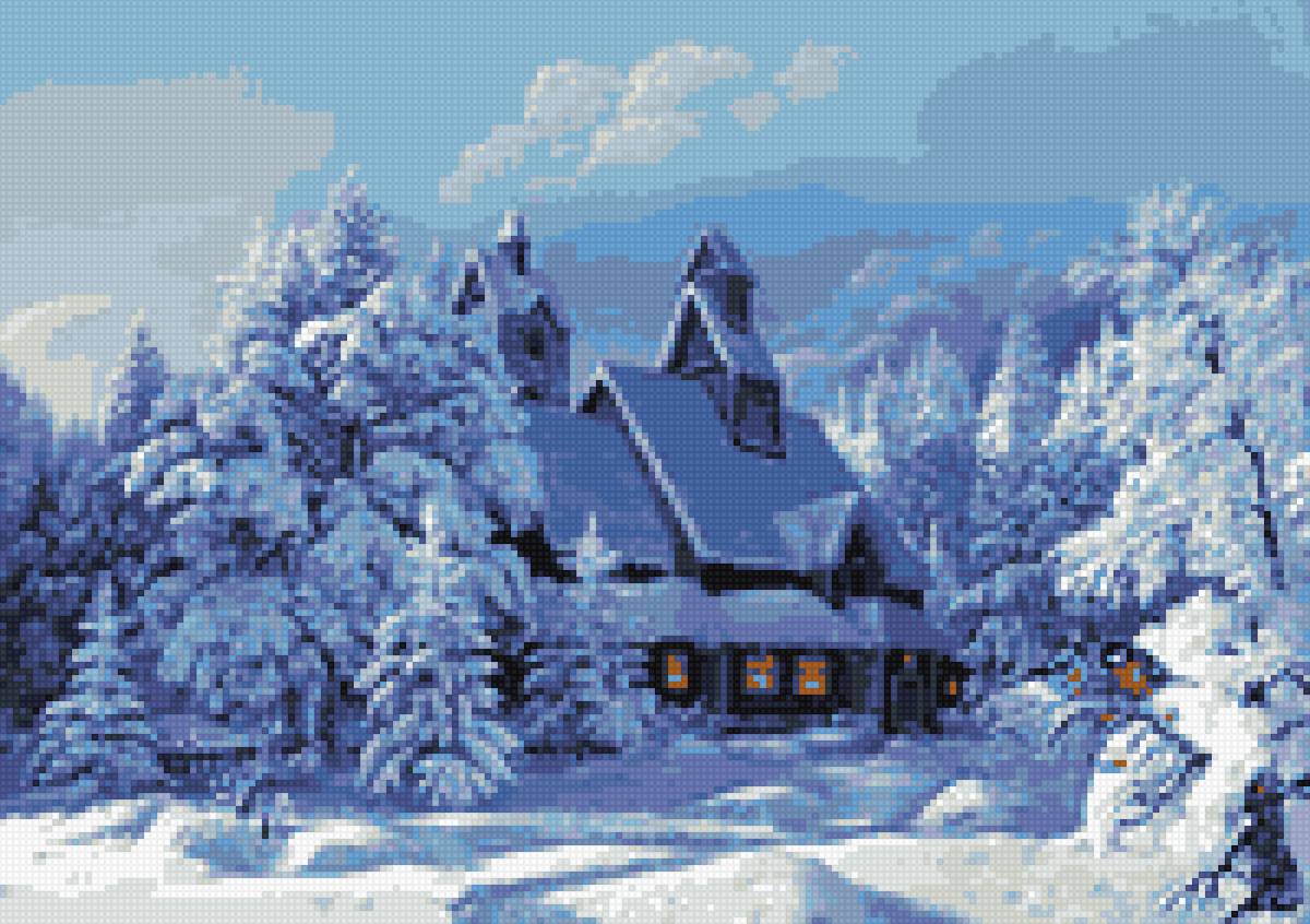 зима - дом, снег - предпросмотр