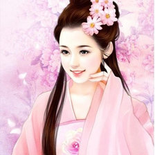 Схема вышивки «Девушка в розовом»